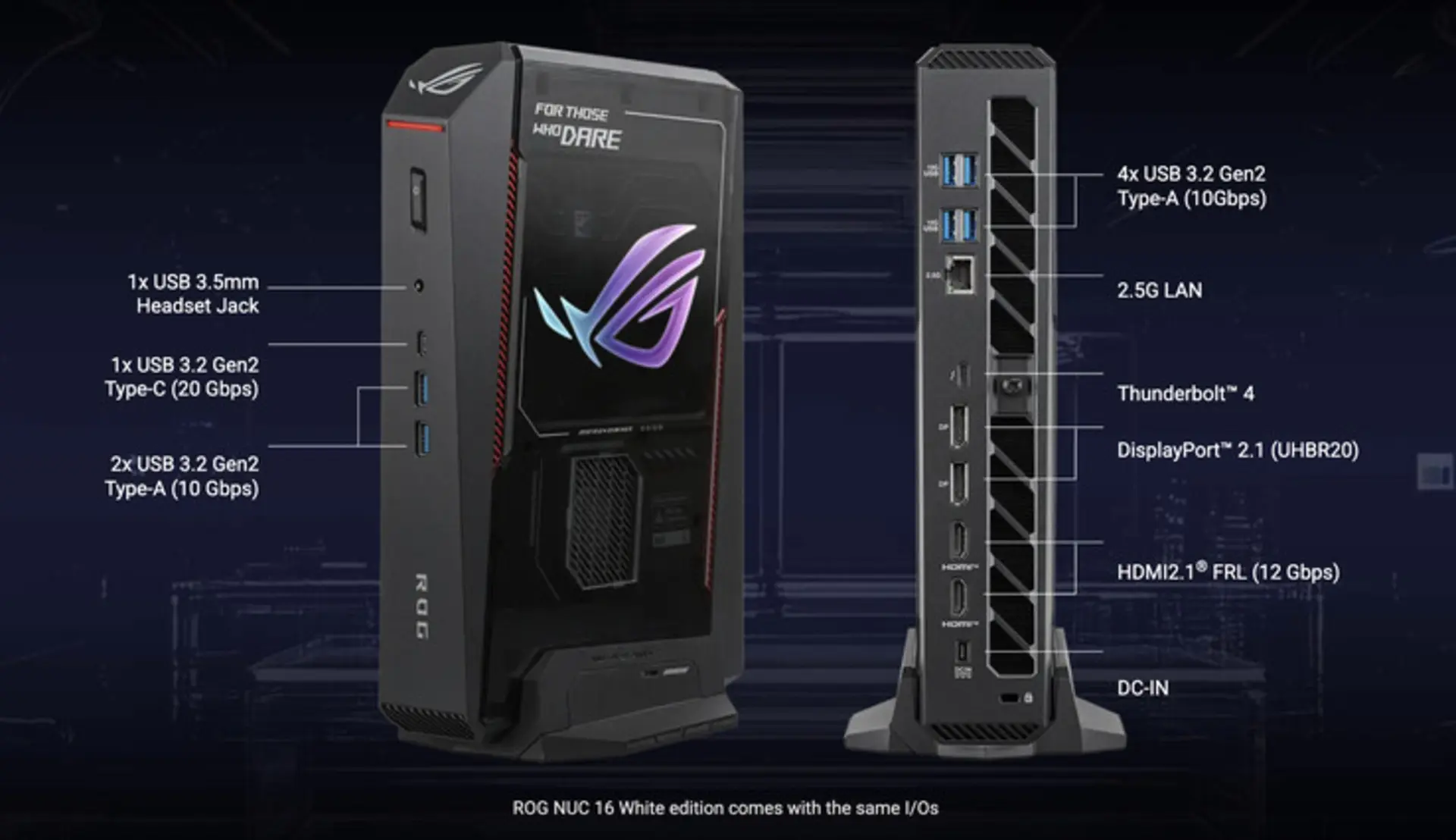 درگاههای اتصال و پورتهای ROG NUC 16 ایسوس