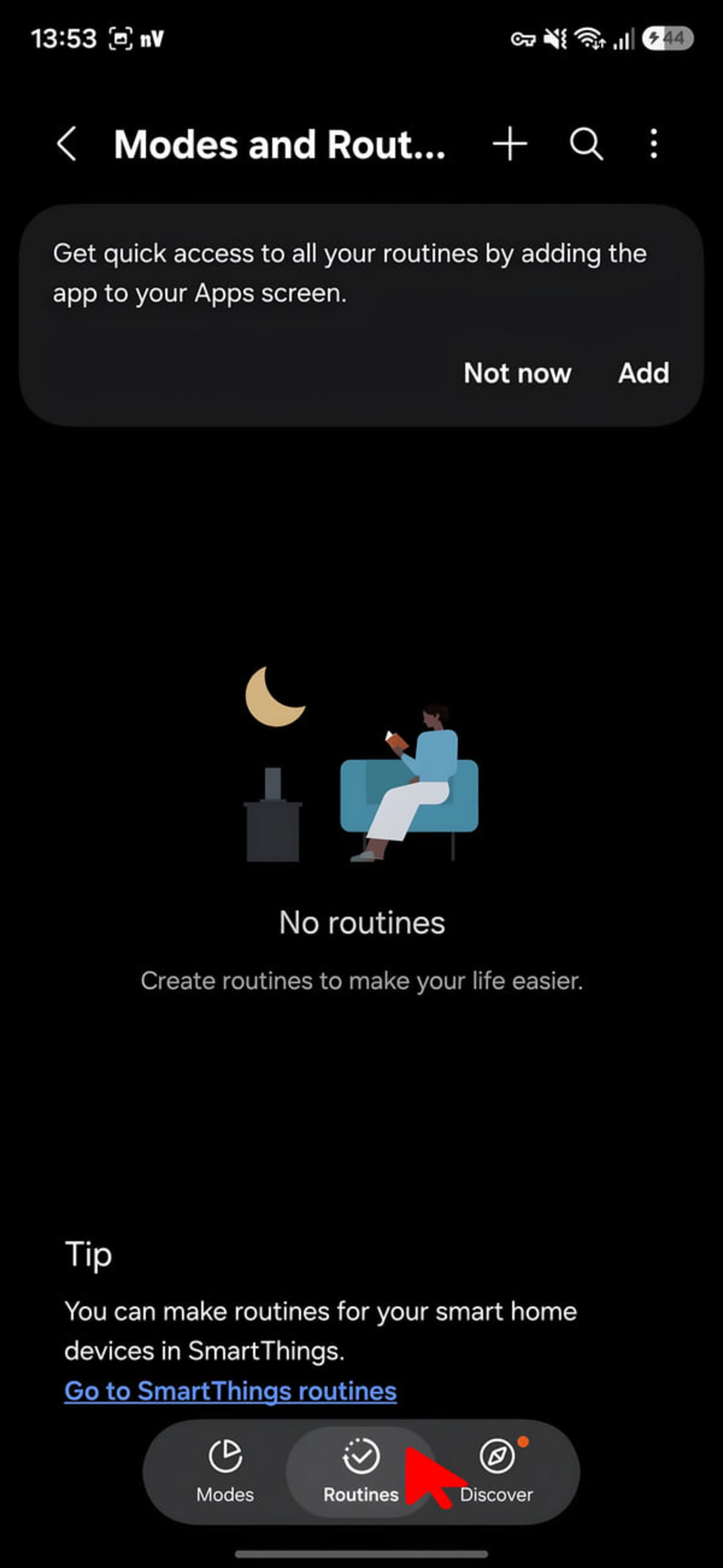 صفحه Modes and Routines گوشی سامسونگ