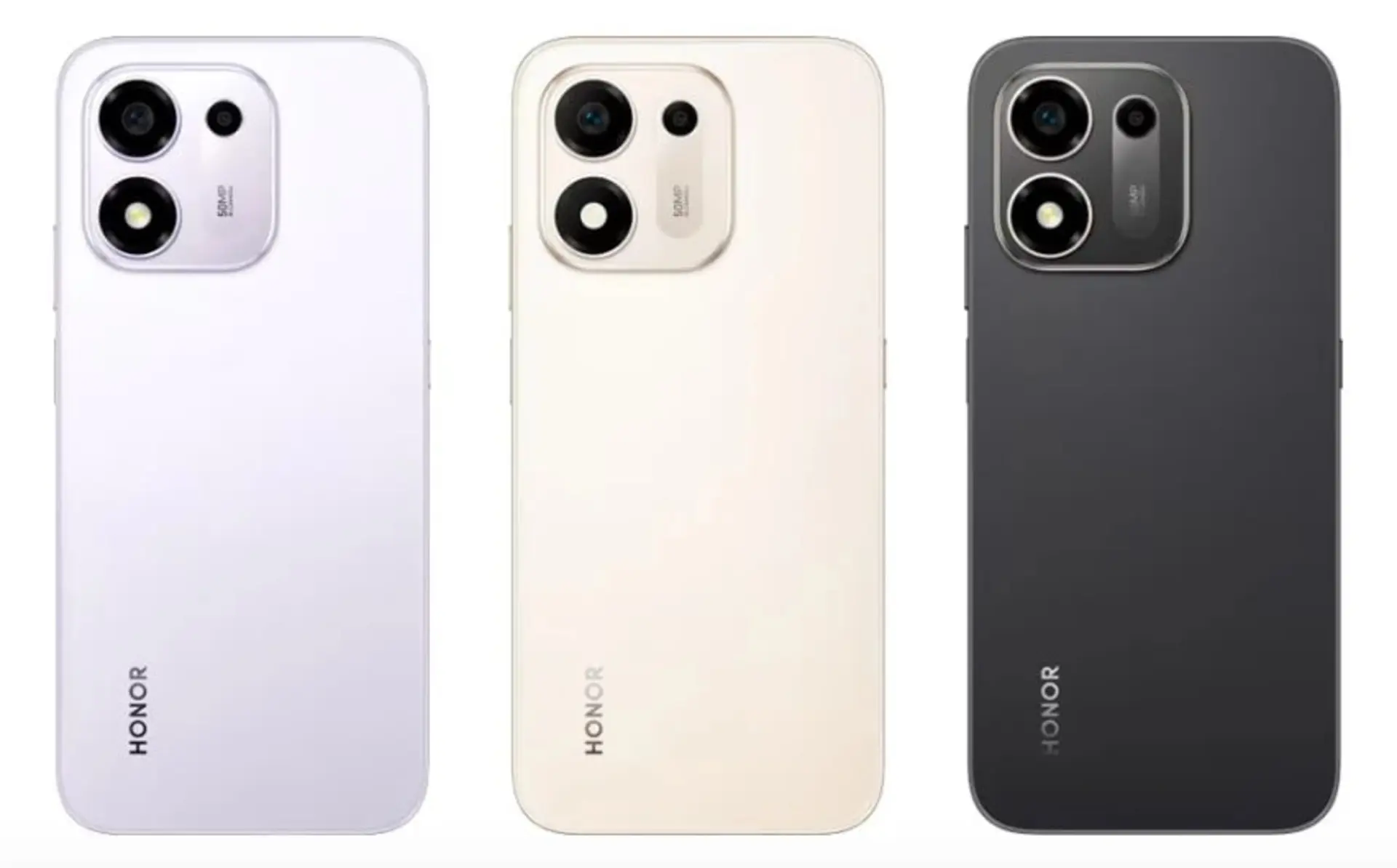 گوشی آنر 600S 5G در سه رنگ طلایی، بنفش و مشکی