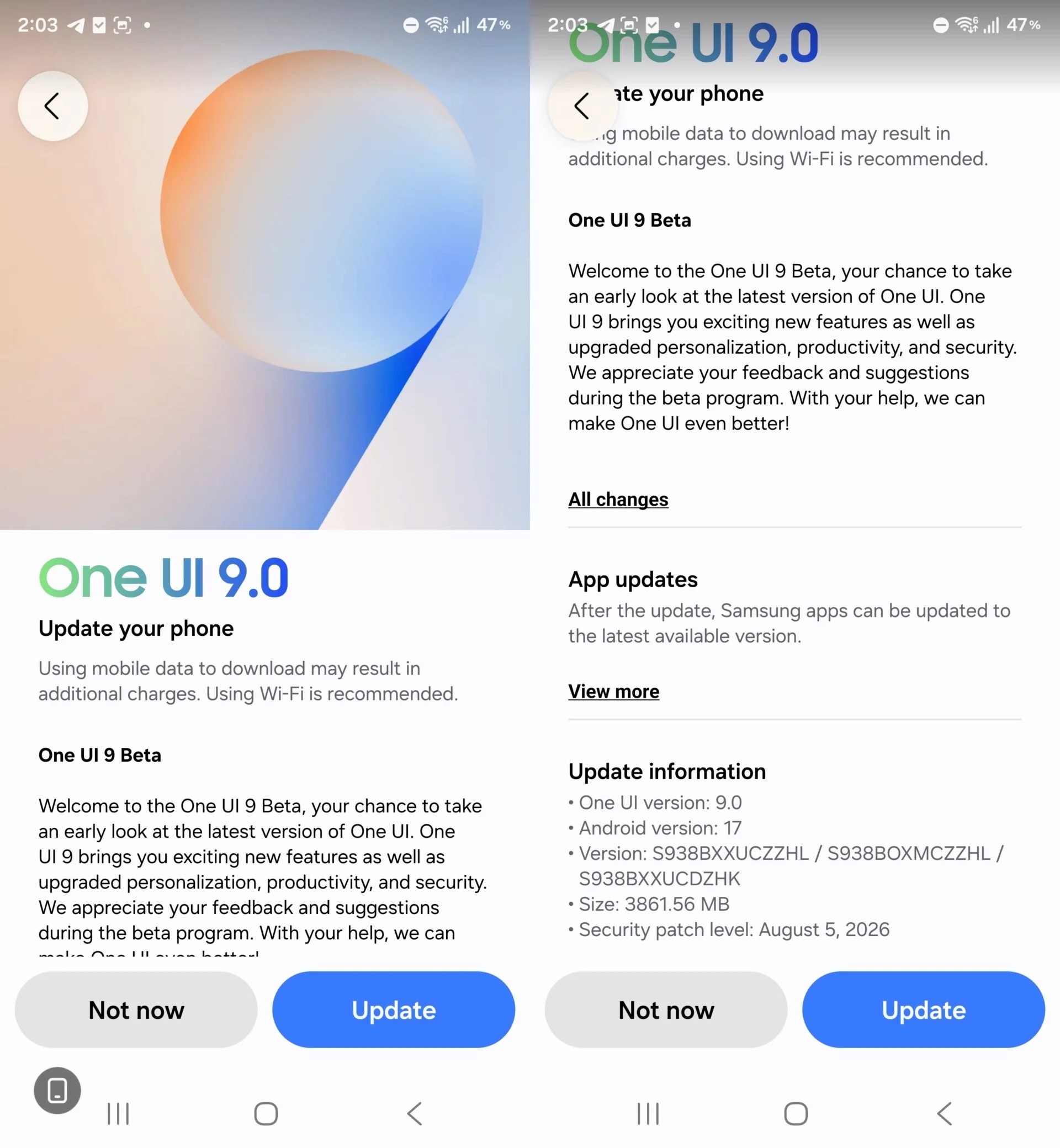 رابط کاربری One UI 9 روی گلکسی S25