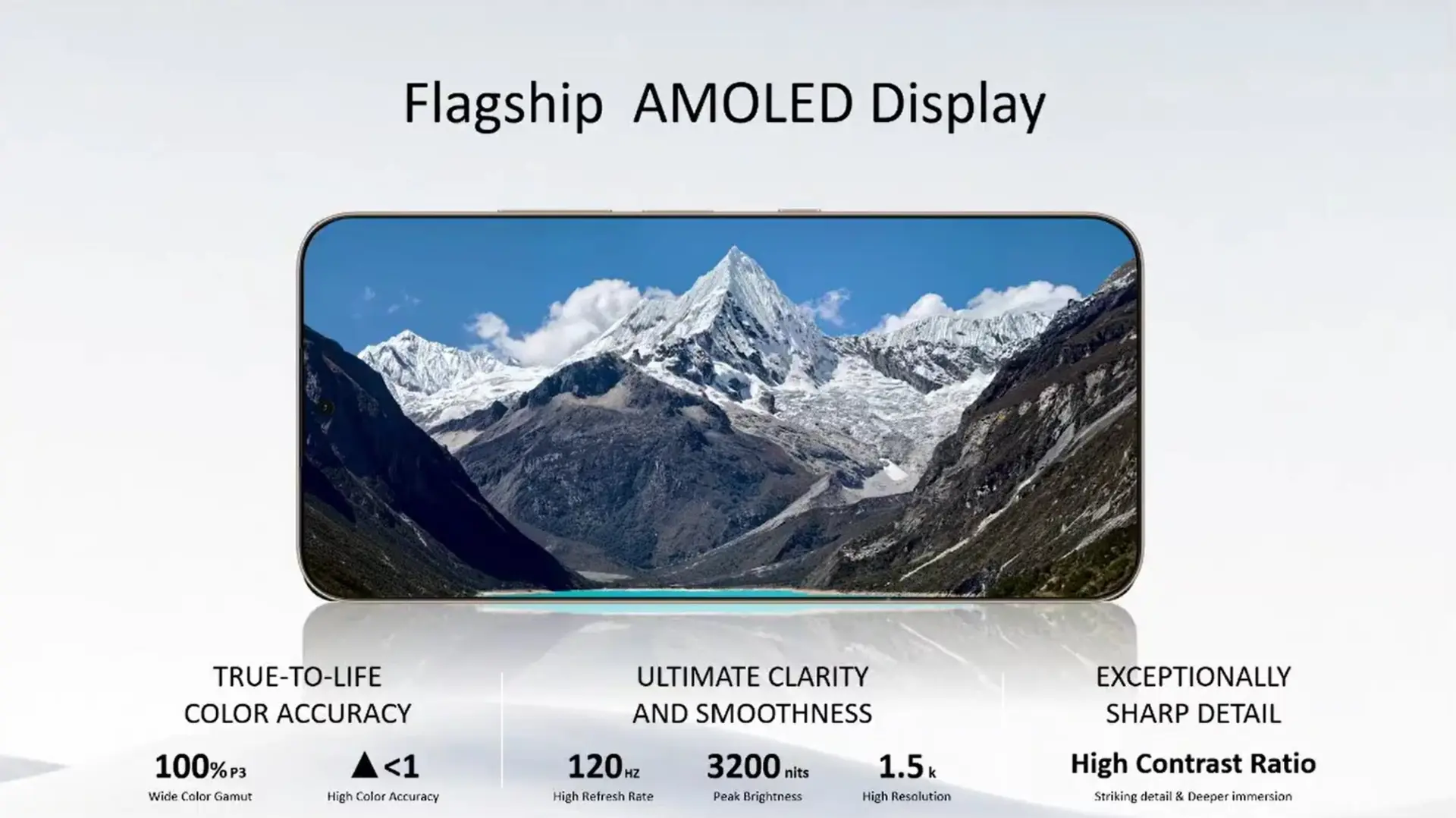 نمایشگر AMOLED گوشی TCL P80 Ultra با تصویر کوههای برفی