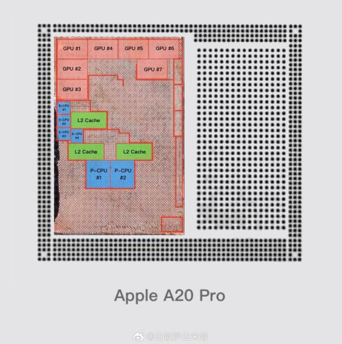 دیاگرام فاش‌شده از تراشه Apple A20 Pro در ویبو