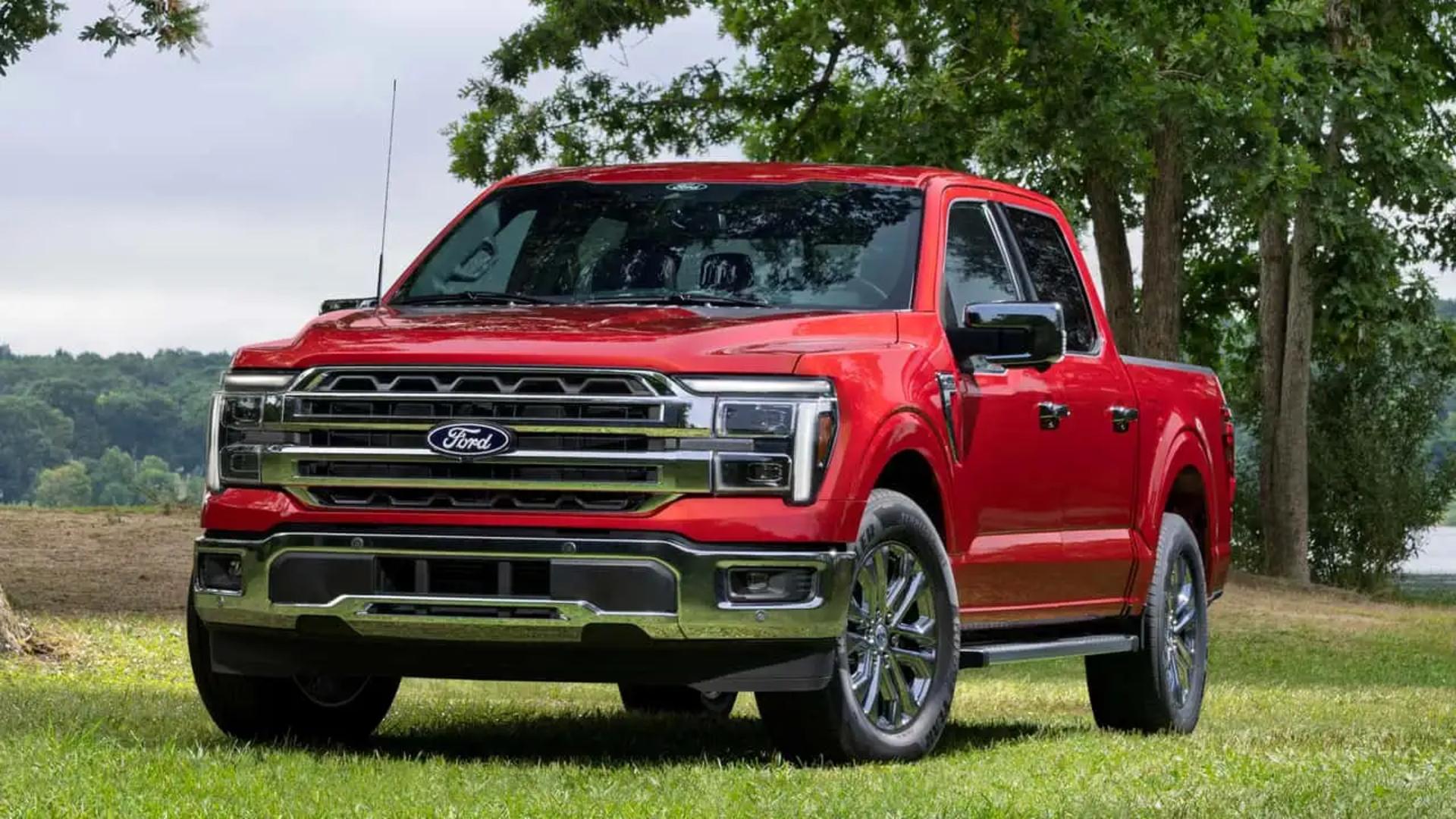 فورد F-150 مدل ۲۰۲۷ قرمز در فضای باز