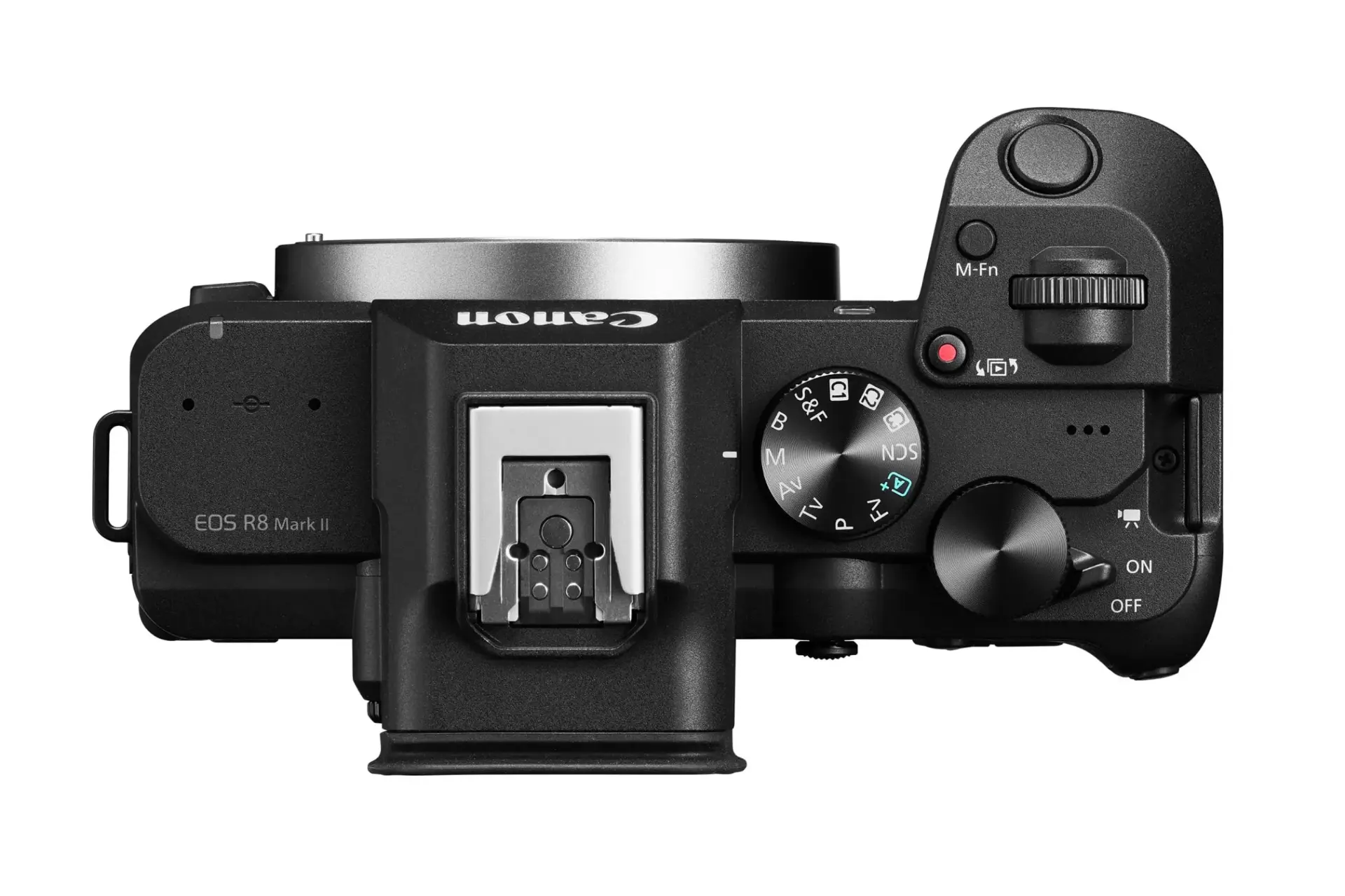 نمای بالای دوربین کانن EOS R8 Mark II و چینش دکمهها