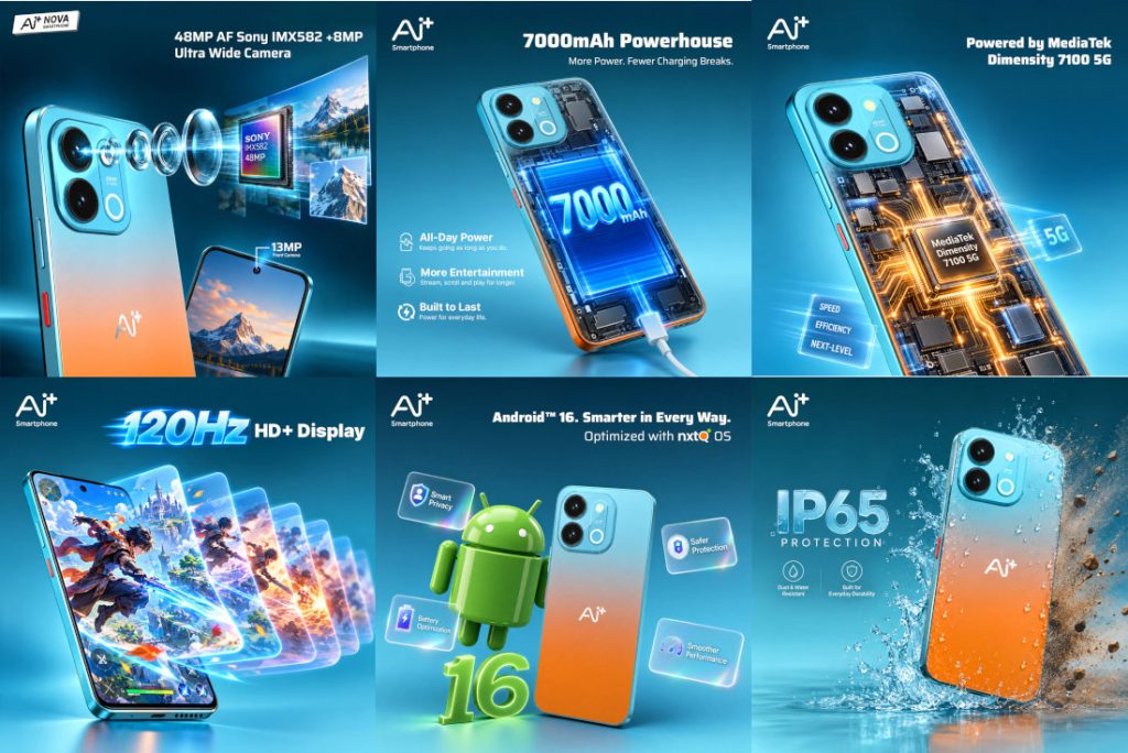 نمای جلوی گوشی Ai+ Nova 2 Power 5G با نمایشگر ۱۲۰ هرتزی